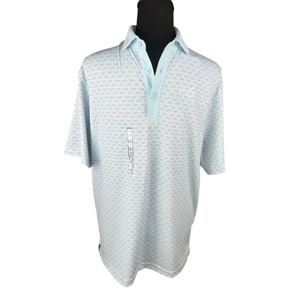 Walter Hagen men’s small divot light blue golf performance polo shirt birdie par